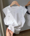 Camiseta floral de cristales