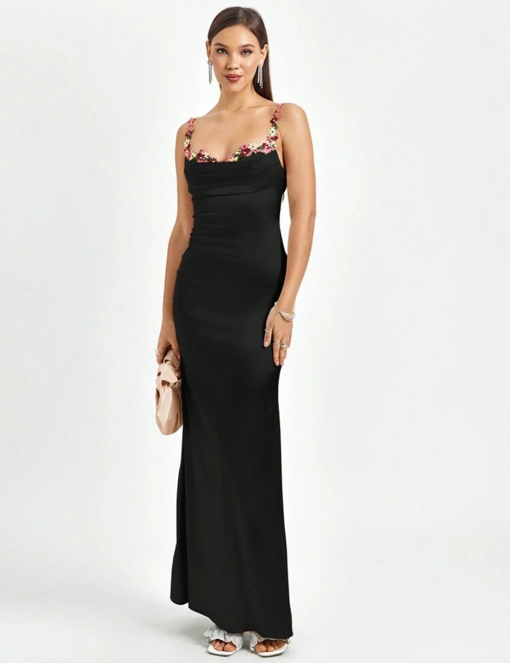 Vestido Satén Floral