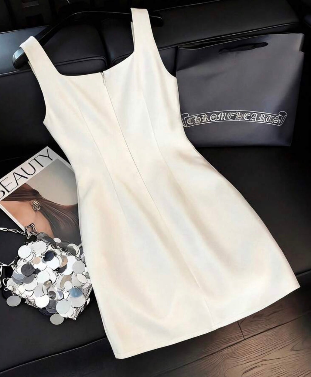 Vestido satin con lazos