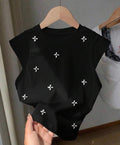 Camiseta floral de cristales